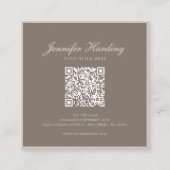 Carte De Visite Carré Minimalist Neutral Beige Beauty QR code  (Devant)