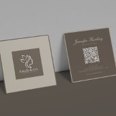 Carte De Visite Carré Minimalist Neutral Beige Beauty QR code 