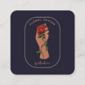 Carte De Visite Carré Minimalist Rose Hand Logo (Devant)