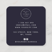 Carte De Visite Carré Minimalist Rose Hand Logo (Dos)