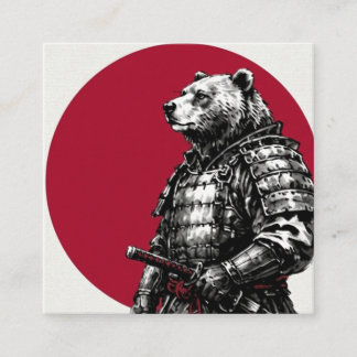 Carte De Visite Carré Minimalist Samurai Grizzly Bear Business Card