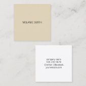 Carte De Visite Carré Minimaliste / Beige (Devant / Derrière)