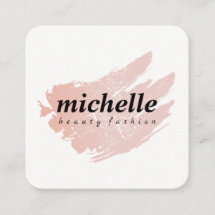 Carte De Visite Carré Minimaliste Cursive ElegantPink brossé