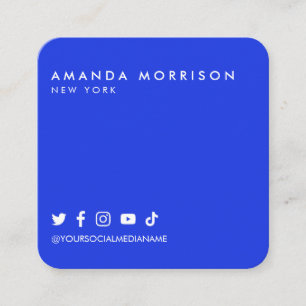 Carte De Visite Carré Minimaliste Médias Sociaux Professionnels Bleu Gra