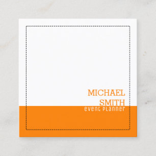 Carte De Visite Carré Minimaliste Moderne Blanc Orange Professionnel