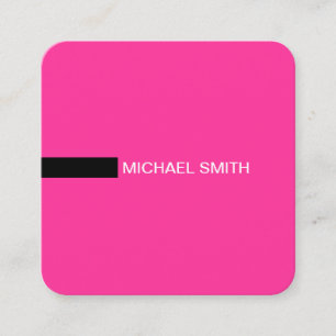 Carte De Visite Carré Minimaliste moderne élégant rose chaud et noir