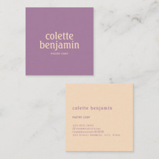 Carte De Visite Carré Minimaliste Moderne Lavande Violet & Pêche Pâle