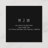 Carte De Visite Carré minimaliste moderne professionnel simple noir (Dos)