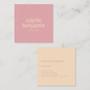 Carte De Visite Carré Minimaliste Moderne Rose Pâle & Pêche Claire