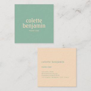 Carte De Visite Carré Minimaliste Moderne Turquoise-Vert & Pêche Pâle