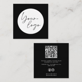 Carte De Visite Carré Minimaliste noir et blanc gras