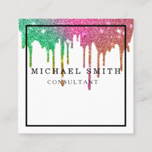 Carte De Visite Carré Minimaliste personnalisé Moderne QR Code Logo Car