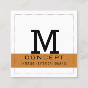 Carte De Visite Carré Minimaliste Professionnel Élégant Bronze Blanc