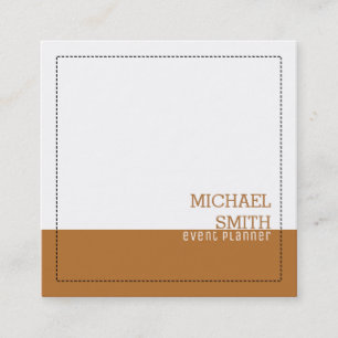 Carte De Visite Carré Minimaliste professionnel moderne blanc & cuivre