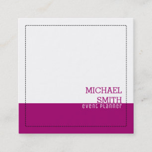 Carte De Visite Carré Minimaliste Professionnel Moderne Blanc & Flirt