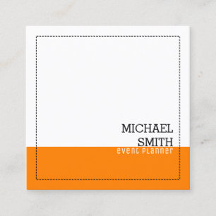 Carte De Visite Carré Minimaliste Professionnel Moderne Blanc Orange