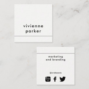 Carte De Visite Carré Mise en réseau noire et blanche moderne de médias