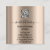 Carte De Visite Carré Mode Beauté Robe personnalisée QR Logo Rose Blush (Dos)