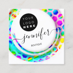 Carte De Visite Carré Mode Boutique Logo Mermaid rose