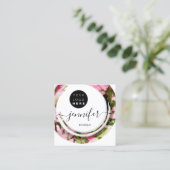 Carte De Visite Carré Mode Boutique Militaire Rose Logo (Debout devant)