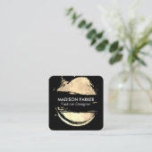 Carte De Visite Carré Mode brossé or et noir (Debout devant)