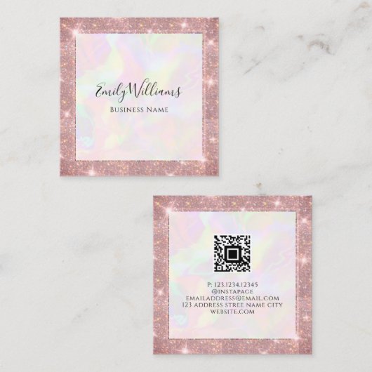 Carte De Visite Carré Mode holographique QR Code personnalisé (Devant / Derrière)