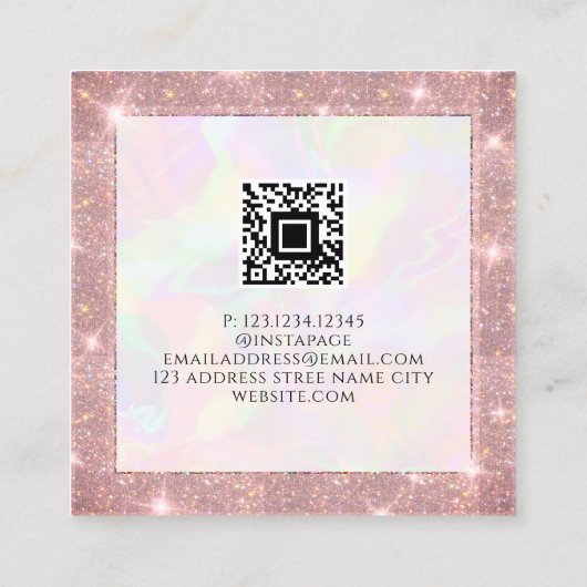 Carte De Visite Carré Mode holographique QR Code personnalisé (Dos)