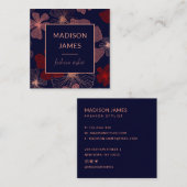 Carte De Visite Carré Mode moderne tendance chic floral professionnel (Devant / Derrière)