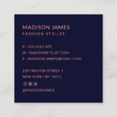 Carte De Visite Carré Mode moderne tendance chic floral professionnel (Dos)