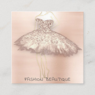 Carte De Visite Carré Mode robe Rose Gold Logo QR Styliste Corps