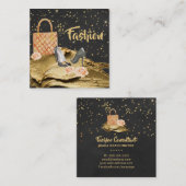 Carte De Visite Carré MODE ROSE de SAC de TALONS de parties (Devant / Derrière)