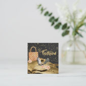 Carte De Visite Carré MODE ROSE de SAC de TALONS de parties (Debout devant)