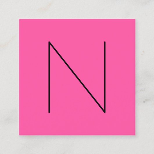 Carte De Visite Carré Mode rose décoré d'un monogramme minimal (Devant)