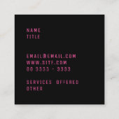 Carte De Visite Carré Mode rose décoré d'un monogramme minimal (Dos)