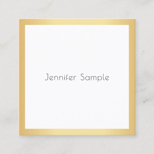 Carte De Visite Carré Modèle blanc or élégant professionnel moderne (Devant)