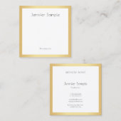 Carte De Visite Carré Modèle blanc or élégant professionnel moderne (Devant / Derrière)