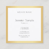 Carte De Visite Carré Modèle blanc or moderne personnalisé (Dos)