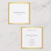 Carte De Visite Carré Modèle blanc or moderne personnalisé (Devant / Derrière)