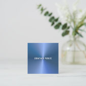 Carte De Visite Carré Modèle bleu moderne professionnel élégant simple (Debout devant)