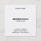 Carte De Visite Carré Modèle de B&W noir et blanc (Dos)