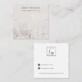 Carte De Visite Carré Modèle de bande de collier Abstrait Silver Rainfal (Devant / Derrière)