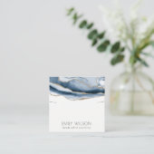 Carte De Visite Carré Modèle de bande de collier bleu or Agate Abstrait (Debout devant)