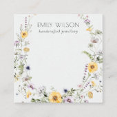 Carte De Visite Carré Modèle de bande de Fleur sauvage jaune (Devant)