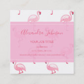 Carte De Visite Carré Modèle de flamingo tropicale rose et blanc (Dos)