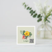 Carte De Visite Carré Modèle de logo QR code (Debout devant)