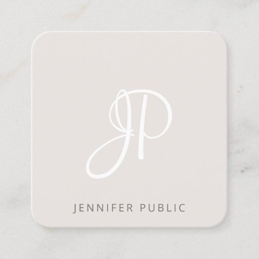 Carte De Visite Carré Modèle de Monogramme moderne et créatif (Devant)