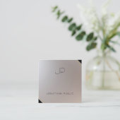 Carte De Visite Carré Modèle de Monogramme Or Elegant (Debout devant)