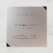 Carte De Visite Carré Modèle de Monogramme Or Elegant (Dos)