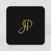 Carte De Visite Carré Modèle de Monogramme Or moderne tendance (Devant)