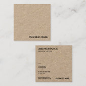 Carte De Visite Carré Modèle de papier kraft classique en papier kraft, (Devant / Derrière)